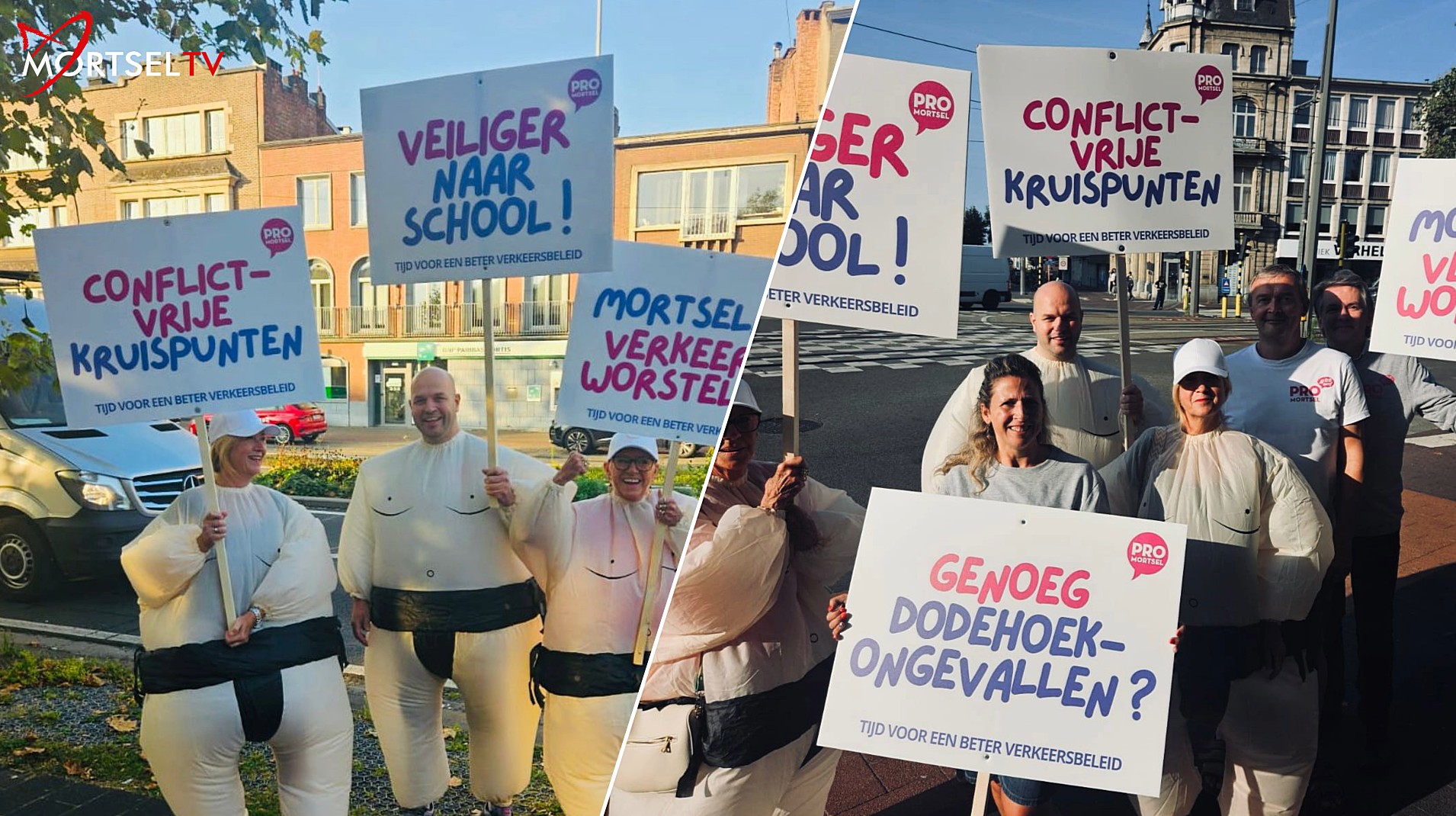 PRO-MORTSEL organiseerde ludieke actie ‘Mortselaar-Verkeerswortselaar’ op eerste schooldag